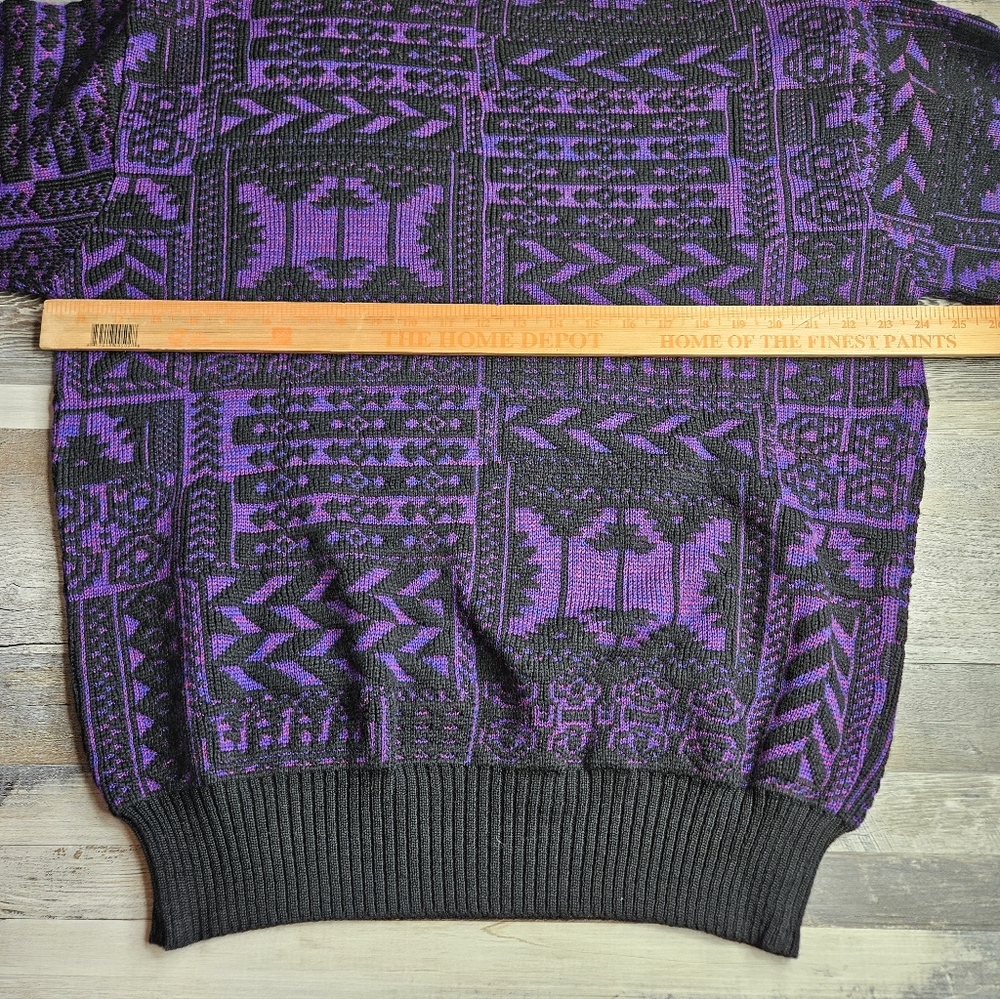 Meister Vintage Sweater Black & Purple Size XL - Picture 8 of 9